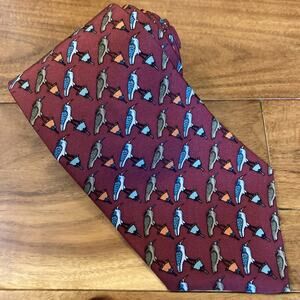 Liberty of London 100% Silk Repp Tie Heron Bird Papyrus Egyptian Print Necktie